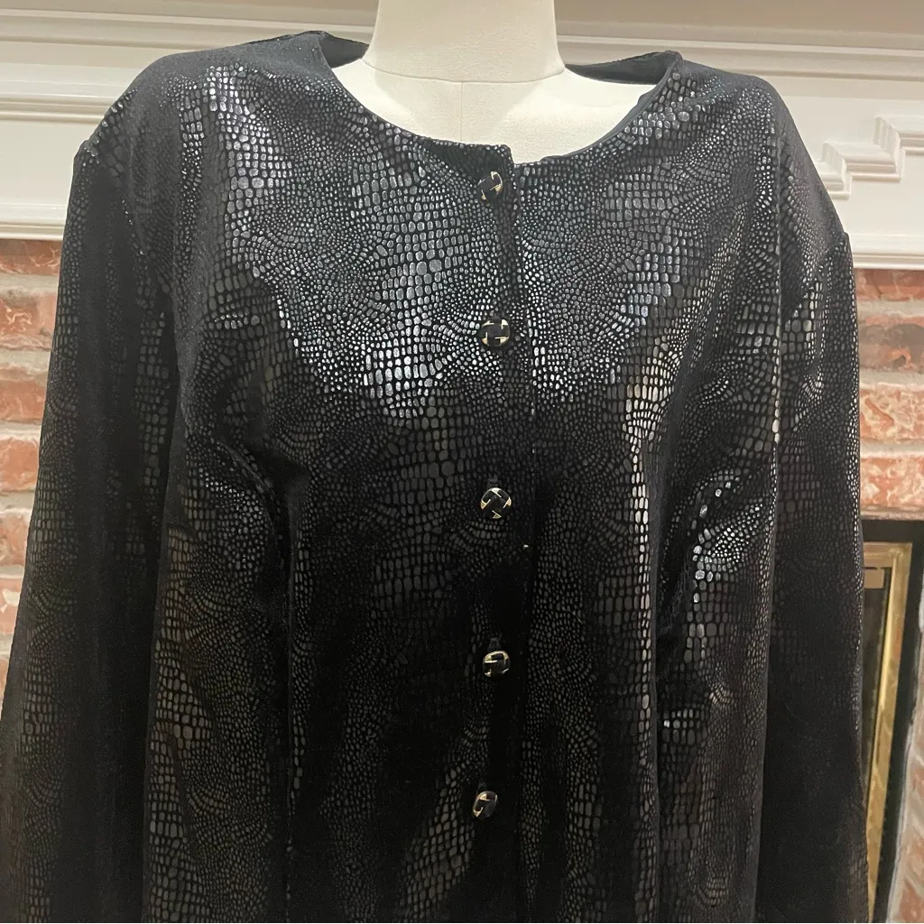 Citi Dress VTG 80s shimmery black croc print jacket / XL / Excellent condition - Image 5