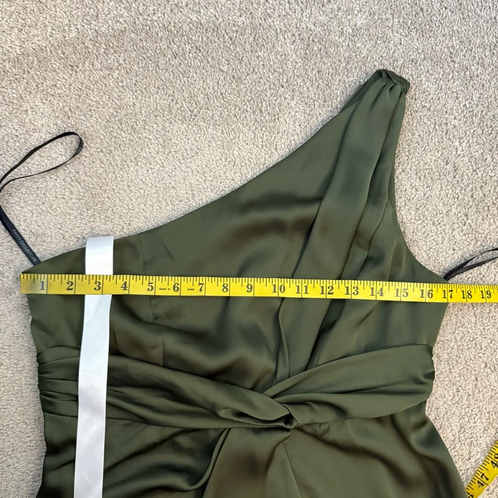 Dessy Collection 3111 One Shoulder Satin Gown Olive Green 12 - Image 7