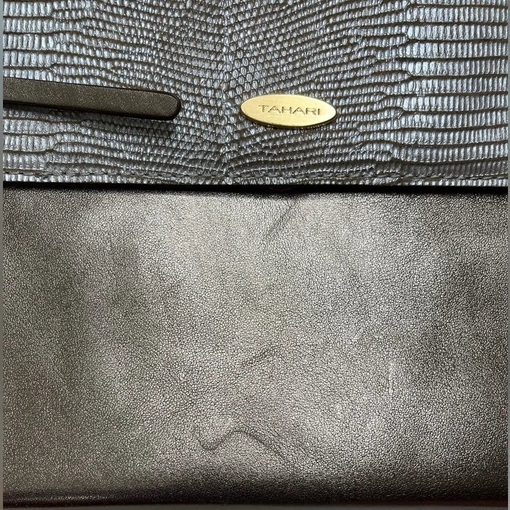 Tahari Metallic Leather and Faux Croc Crossbody Bag - Image 3