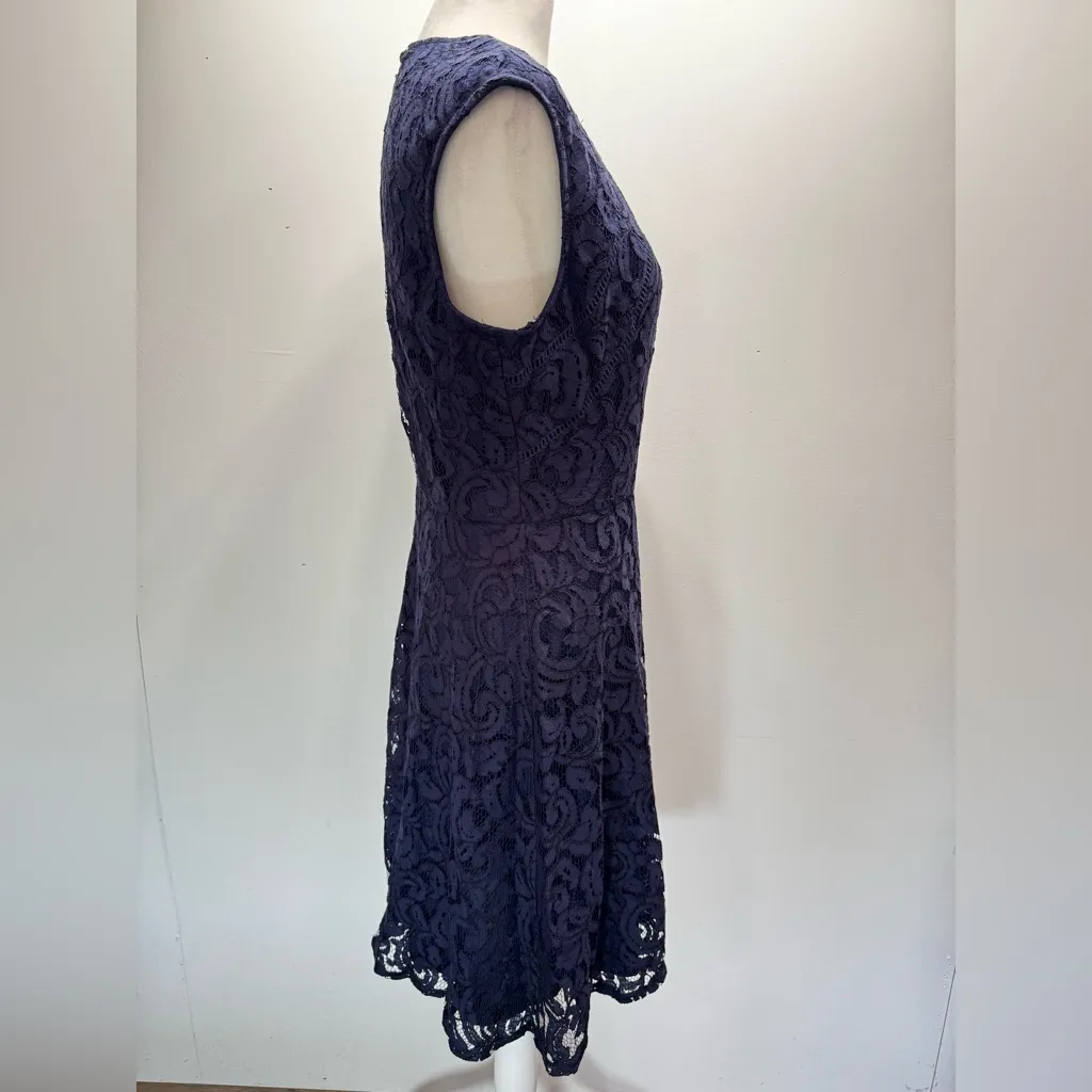 London Times Navy Blue Lace Overlay Sleeveless Fit & Flare Party Dress ModCloth - Image 5