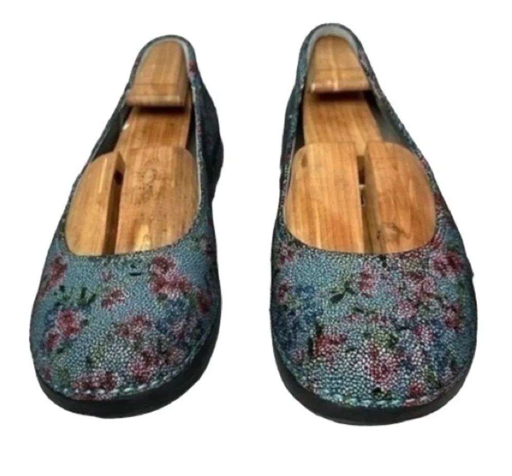 Alegria Ballet Flats Women's Size 11 Blue Floral Leather Comfort Shoes PET-851 - Image 4