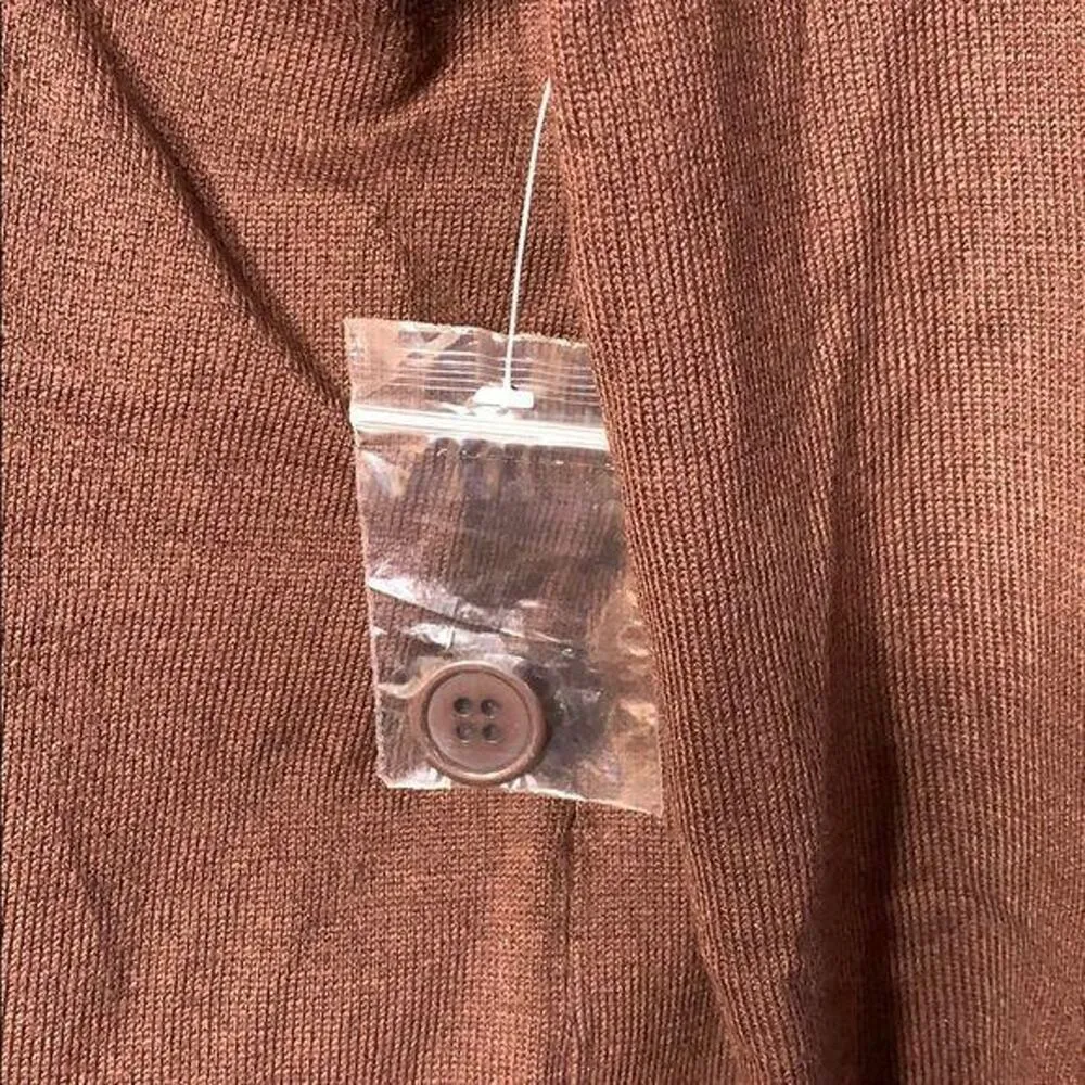 ModCloth Womens Button Detail Pullover Tunic Sweater High Low Brown Medium - Image 12