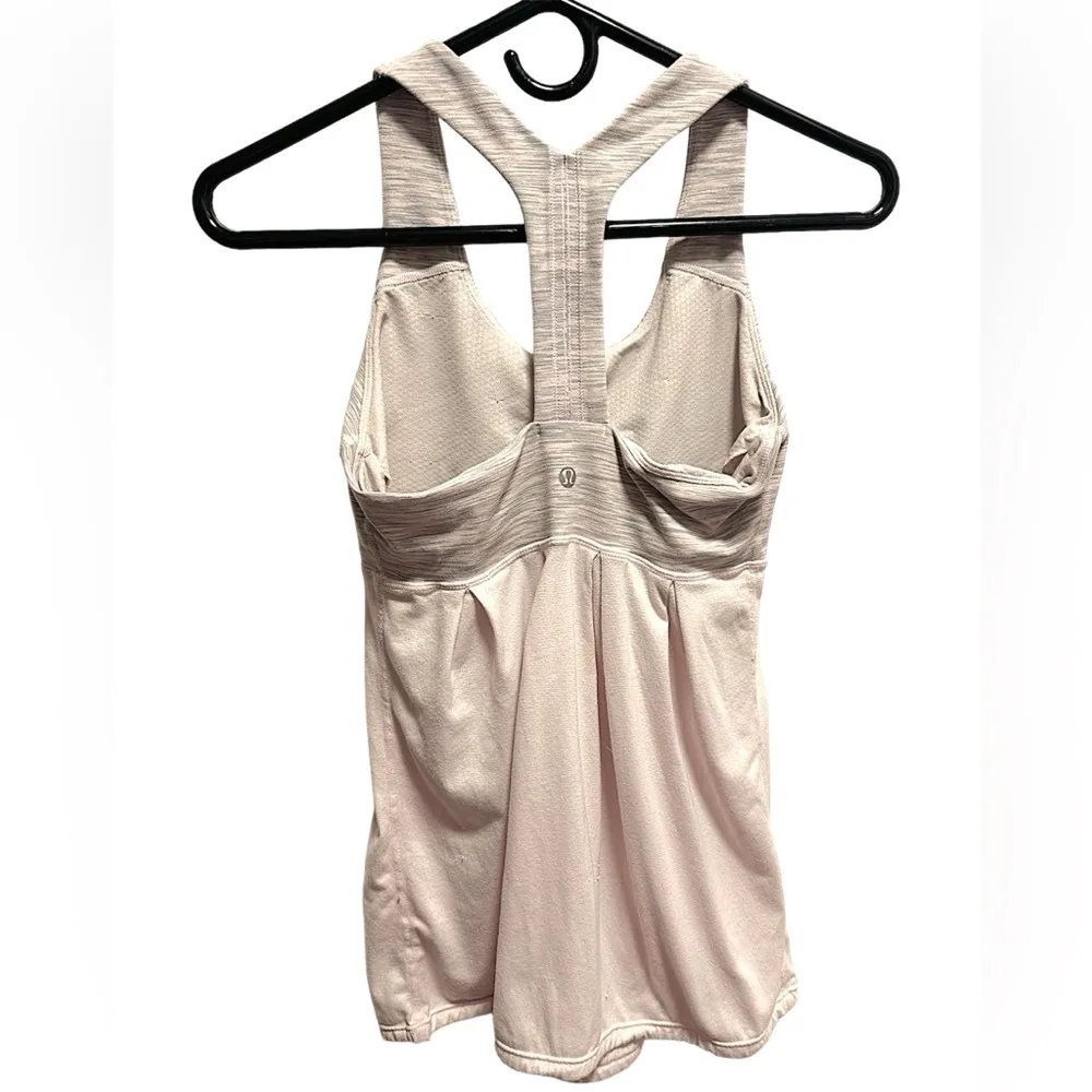 LULULEMON 🍋 LIGHT PINK AND GRAY CROSSBACK TANK TOP WITH BUILT IN BRA - Image 2