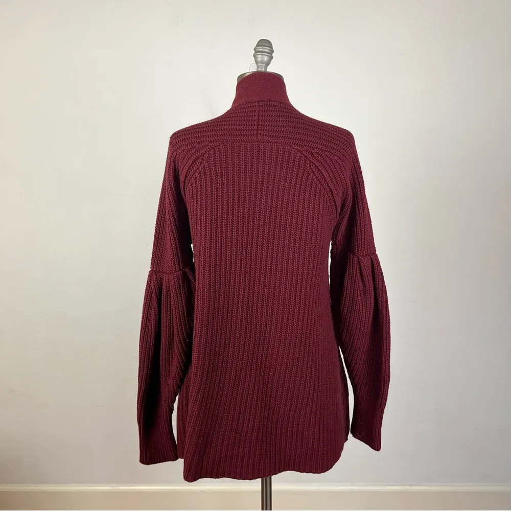 Anthropologie Knitted & Knotted Maroon Knit Balloon Sleeve Cardigan - Image 9