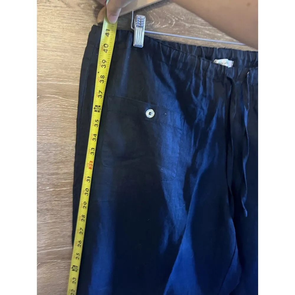 Allen Allen Linen Pants Plus 1XL Navy Blue Pockets Timeless Excellent - Image 4