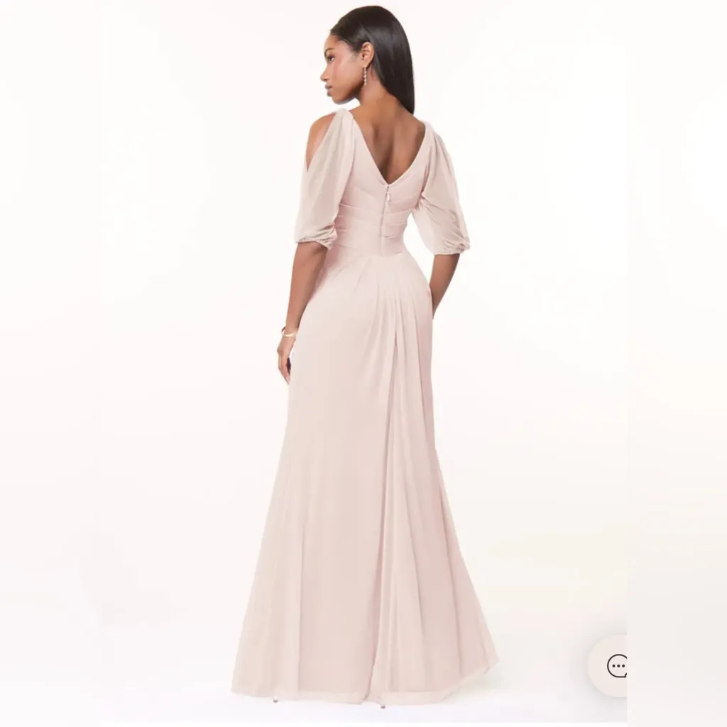 Azazie Noila Rose Petal A-Line Pleated Mesh Bridesmaid Dress Size A14 NWT - Image 9