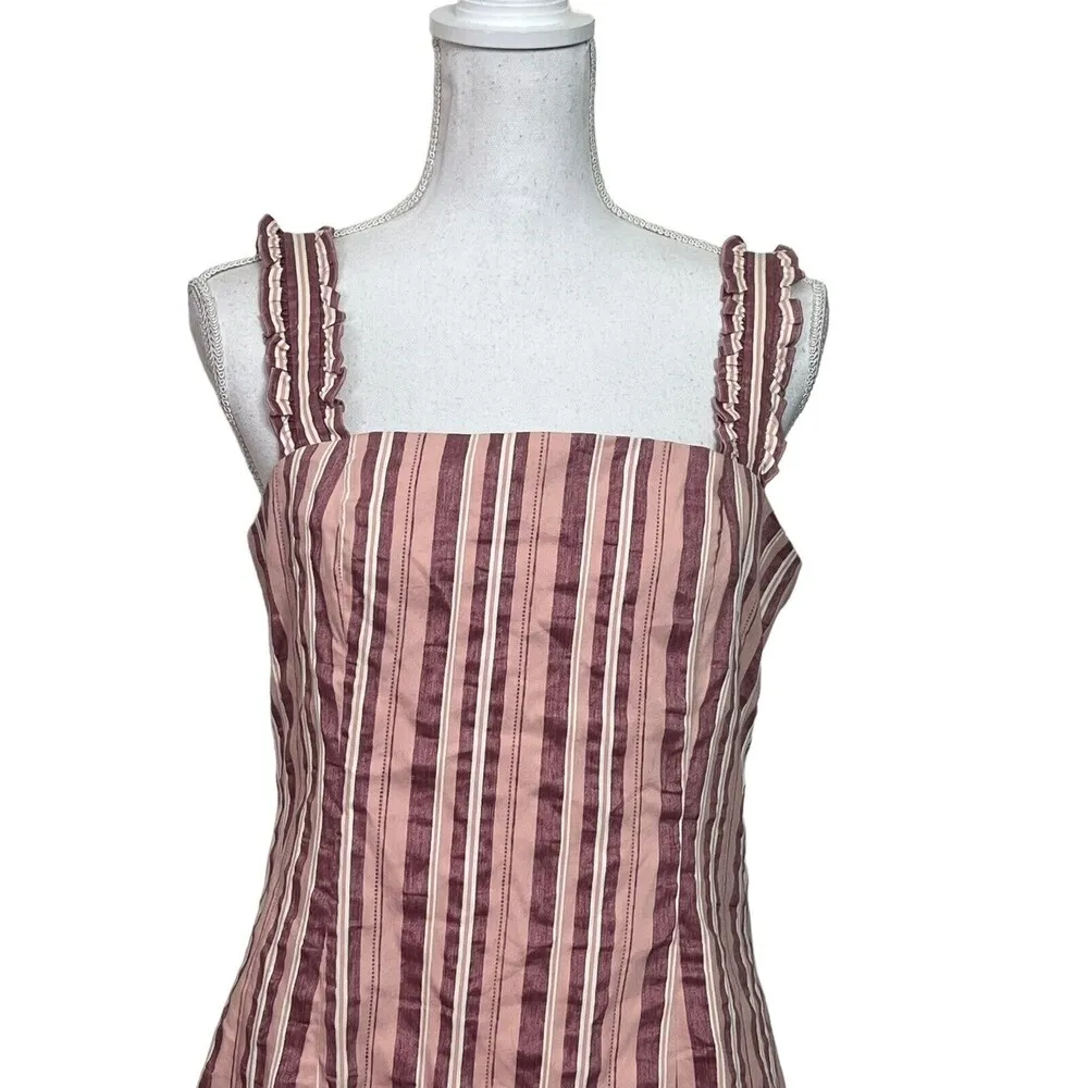 Alexis NWT Brandy Mini Dress Women’s Size XL Rose Stripe Ruffle Cotton Linen - Image 3