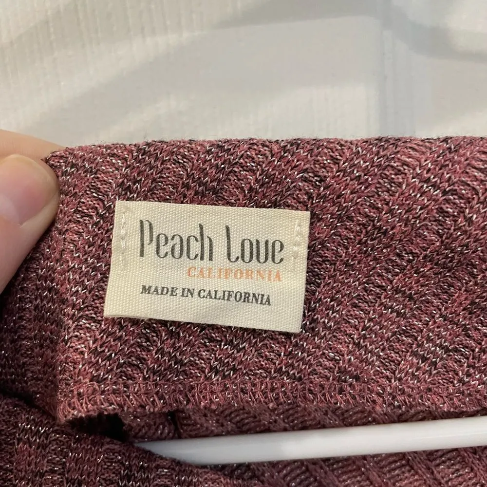 Peach Love California Sparkle Pink Mauve Ribbed Asymmetrical Top Women’s Size L - Image 4