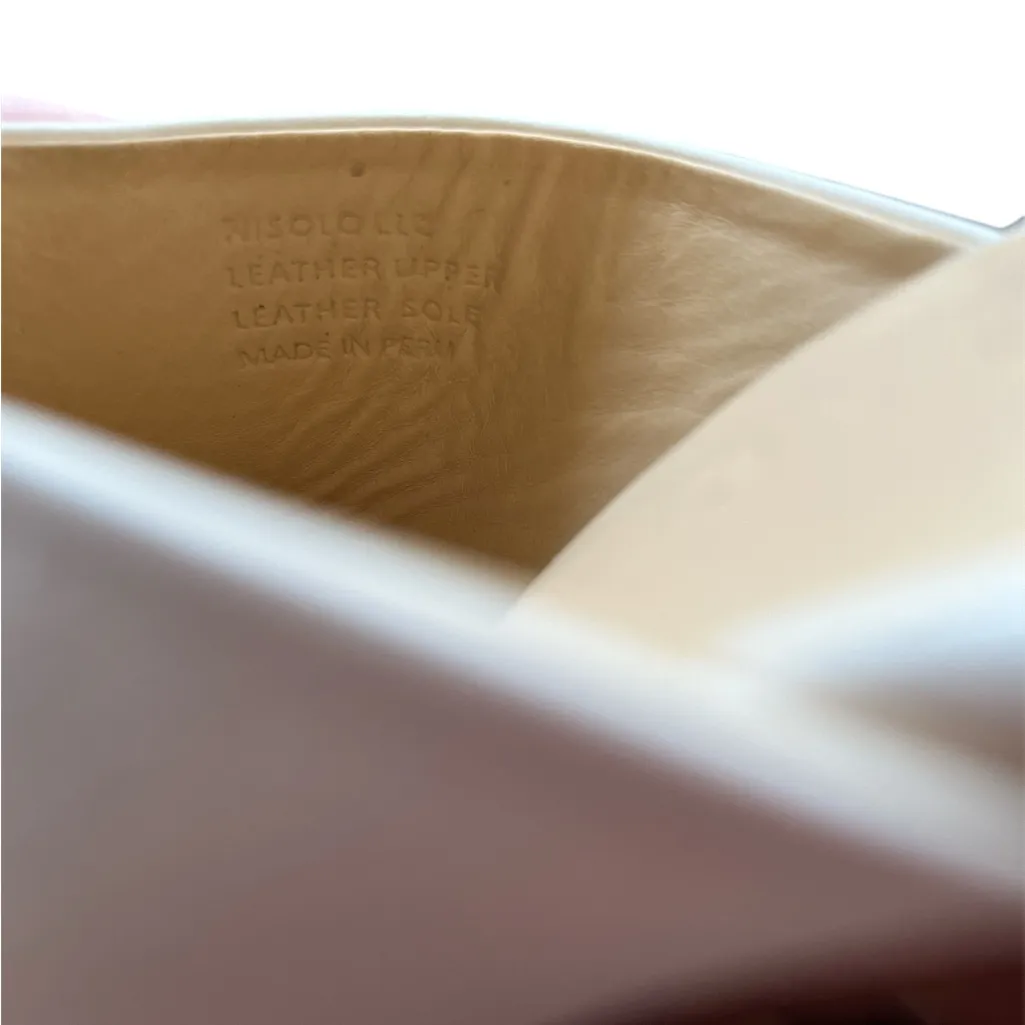 Nisolo All Day Heeled Mule Clog Bone Cream Leather Slide 2.5” Heel Mules Size 6 Tan - Image 6