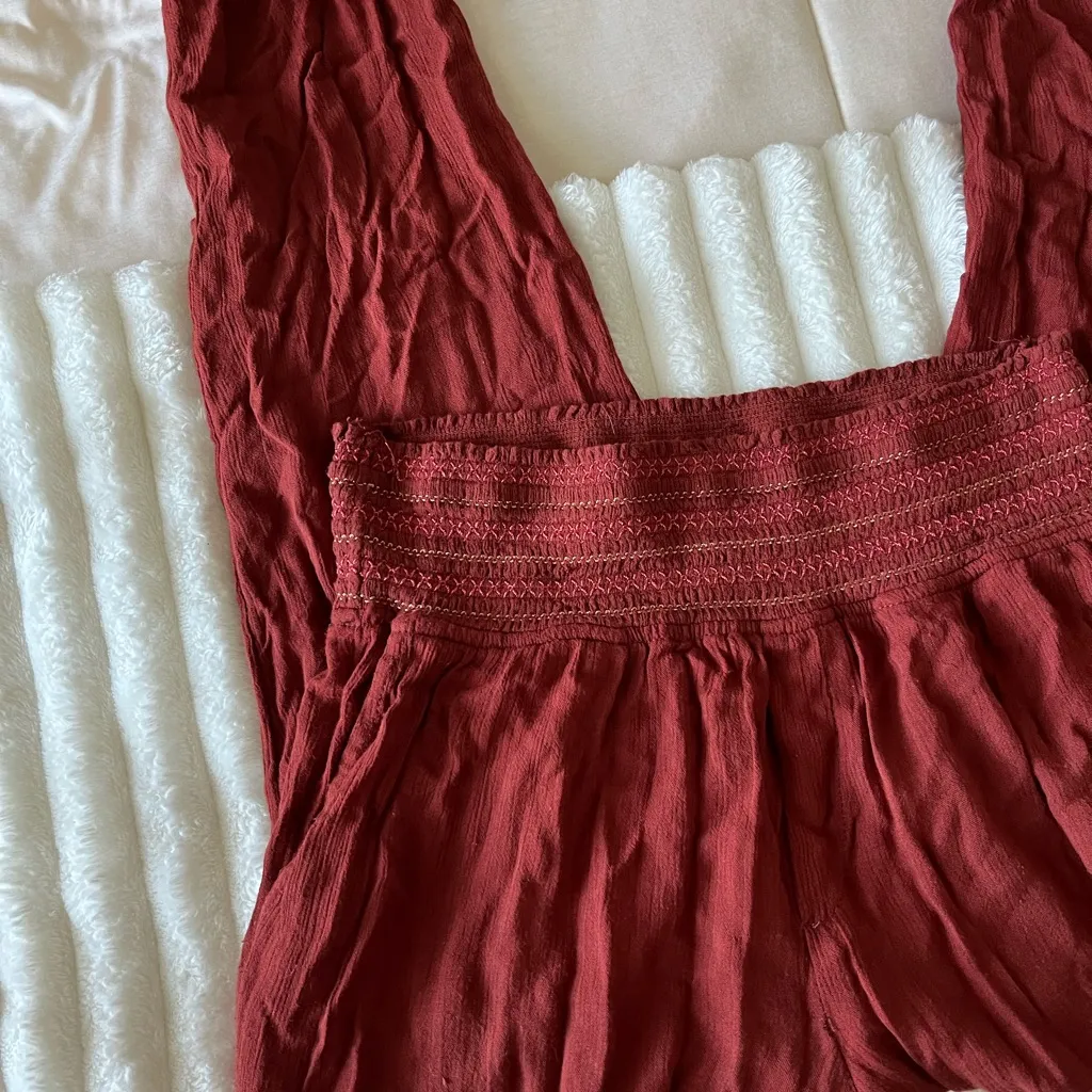 Anthropologie Rust Smocked Waist Pants - Image 2