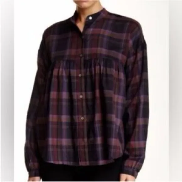 Elizabeth and James Purple Plaid Button-Down Shirt - Image 3