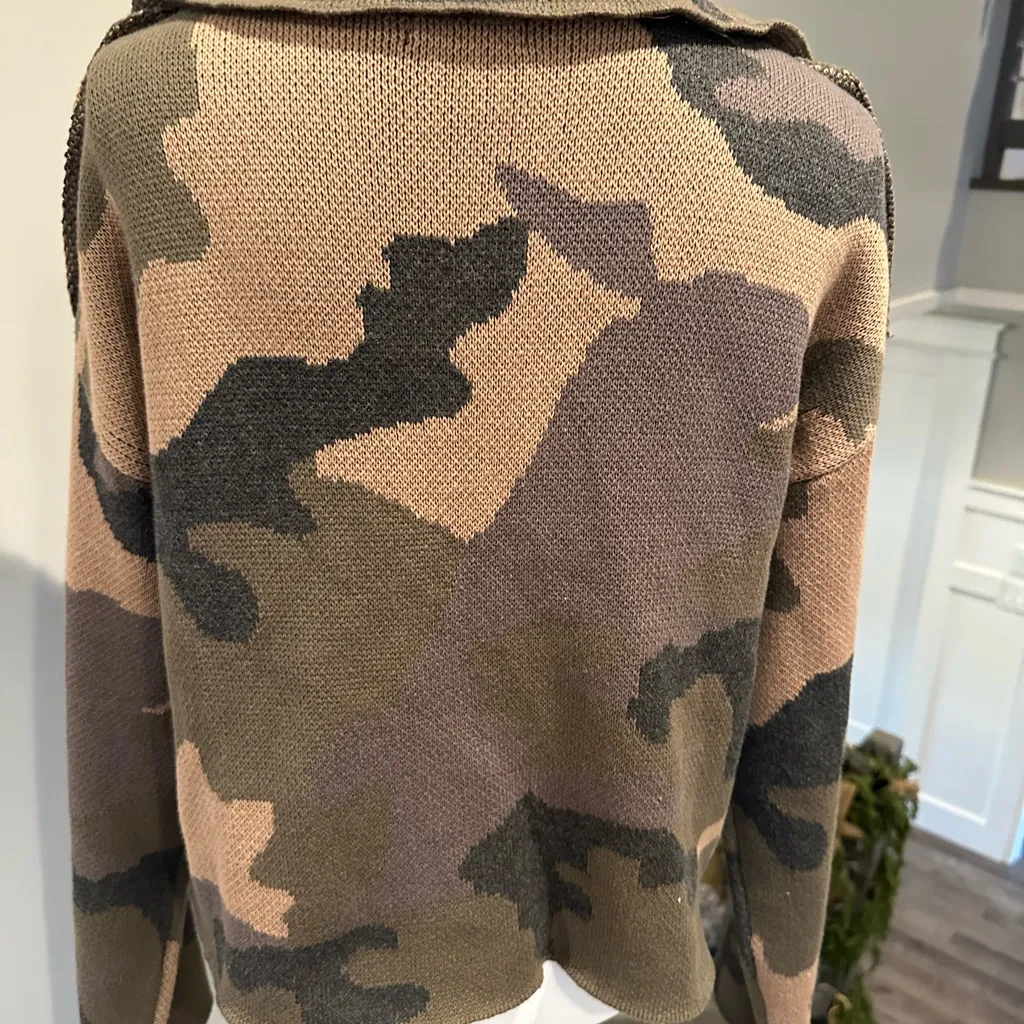 Miss Me NWT  Women's Camo Moto Sweater Jacket In Multi - Image 7