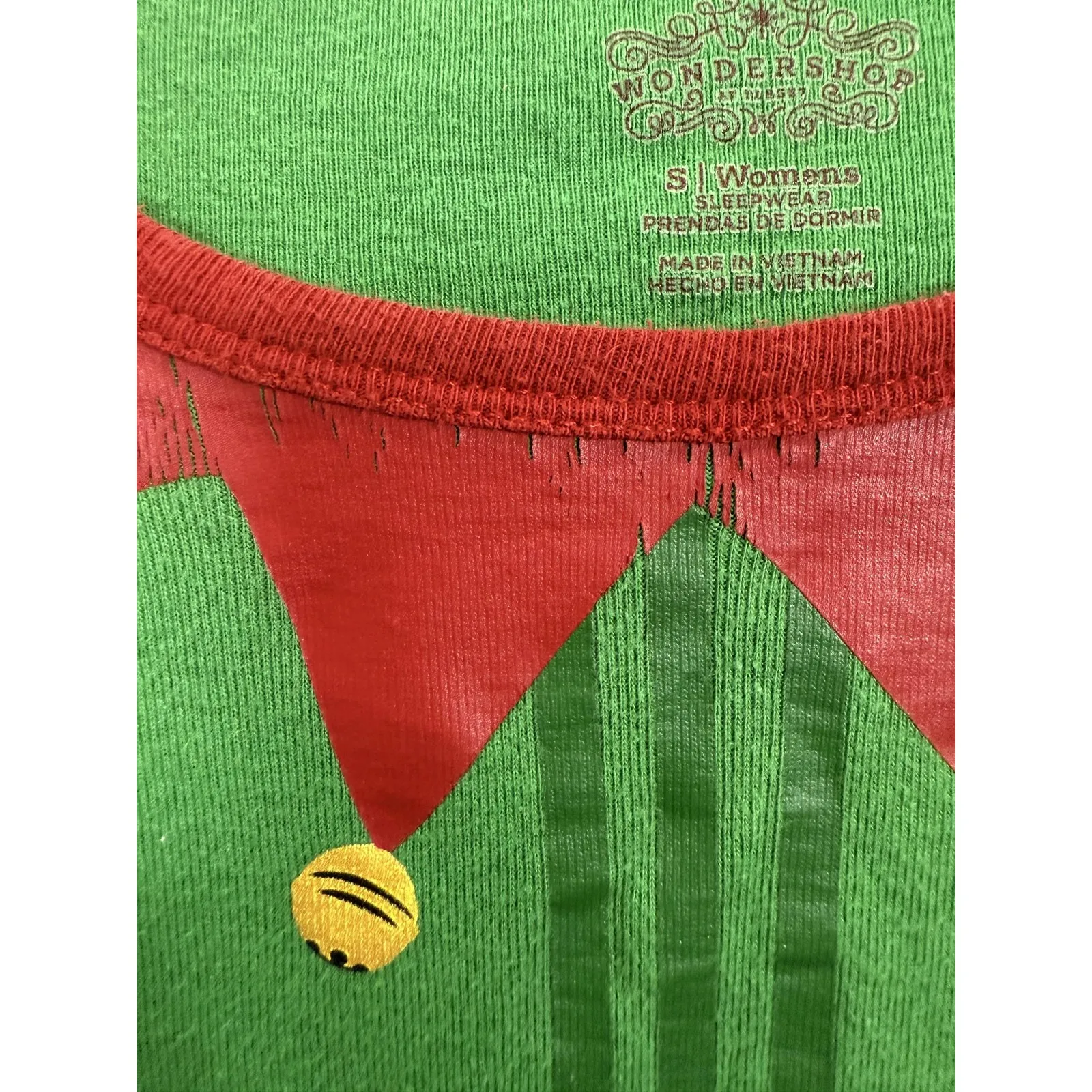 Wondershop Shirt Womens Small Green Elf Pajama Christmas Sleepwear Long Sleeve - Image 2