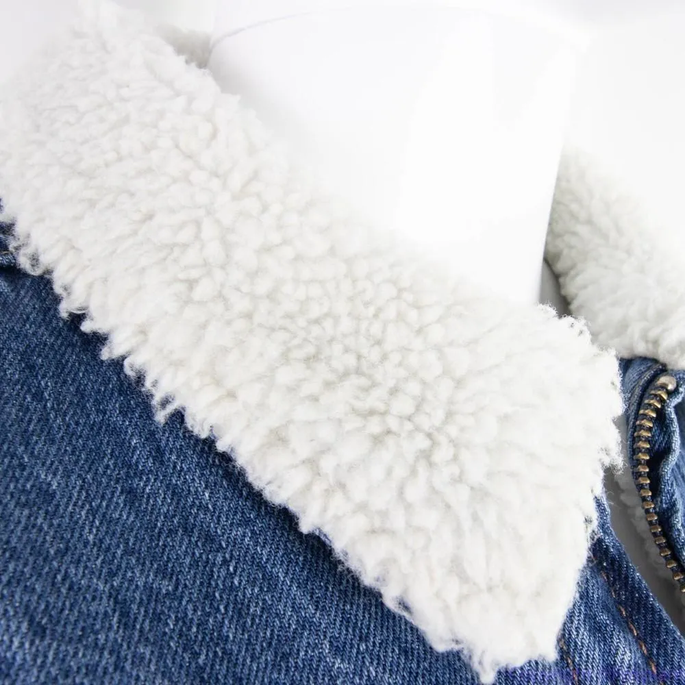 NEW Madewell Sherpa-Lined blue Denim Zip‎ Jacket, size M, NWT - Image 7