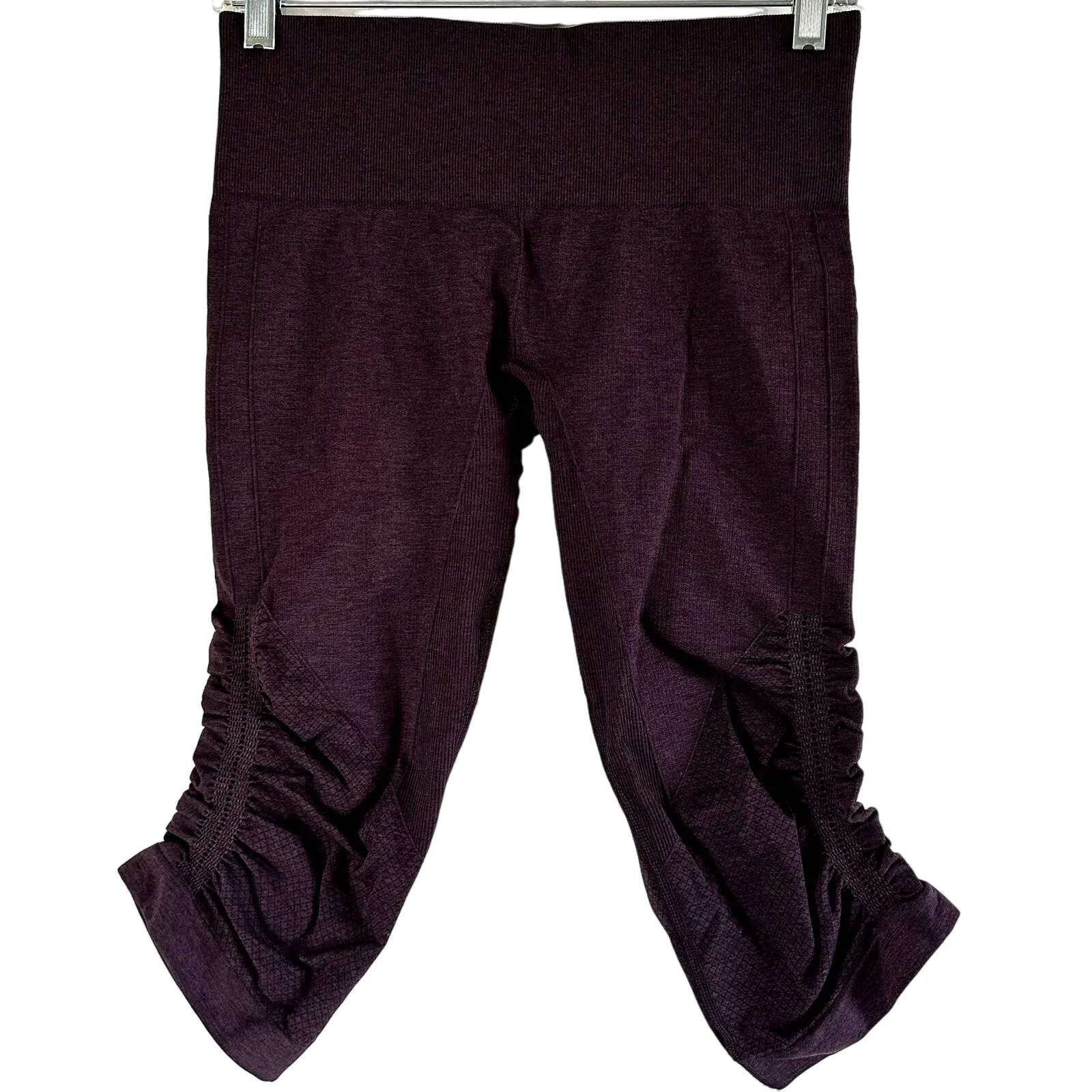 Lululemon In The Flow Crop II Heathered Bordeaux Drama Seamless Yoga 16" 6 - Image 2