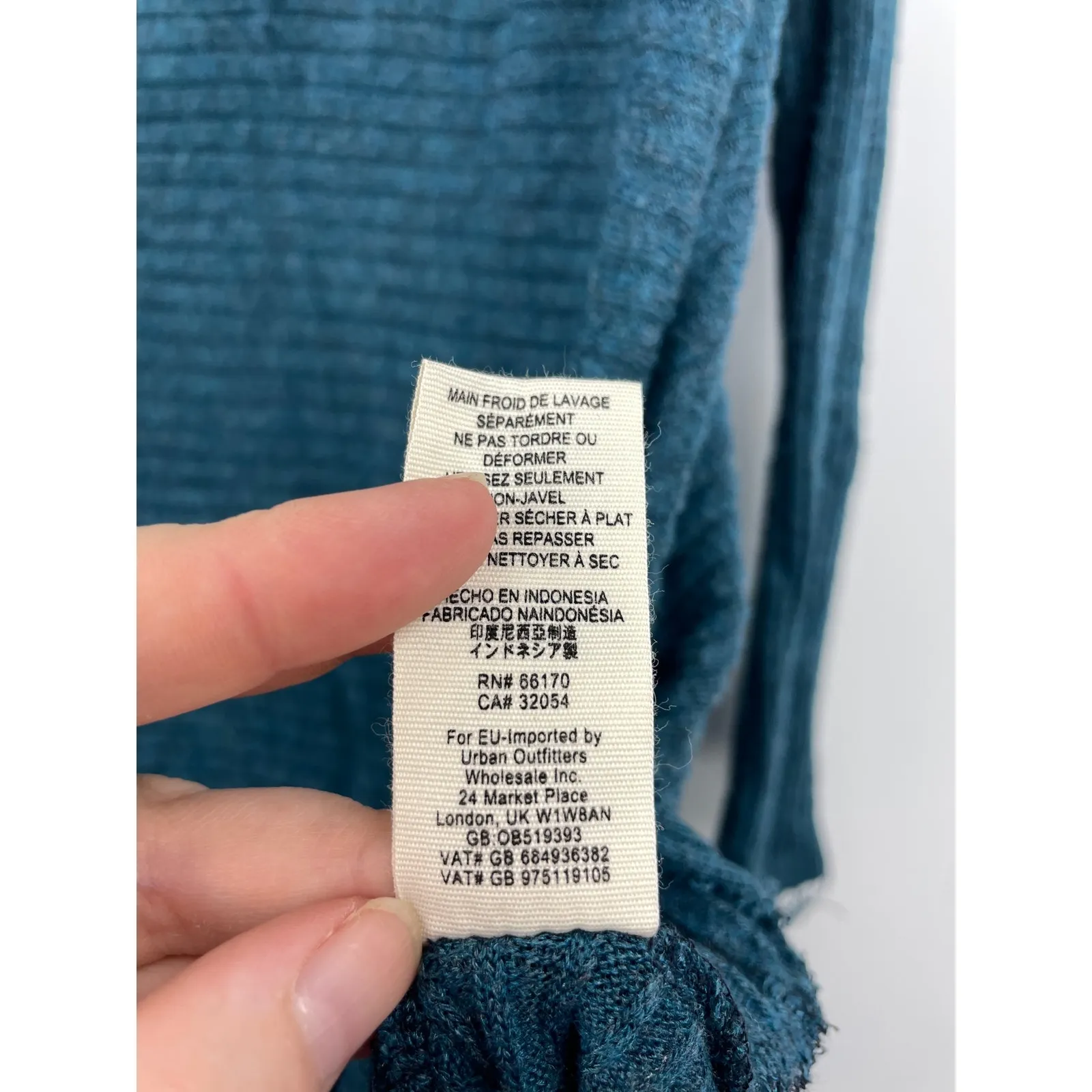 Free People Sweater Womens Small Lover Rib Thermal Teal Long Sleeve We The - Image 7