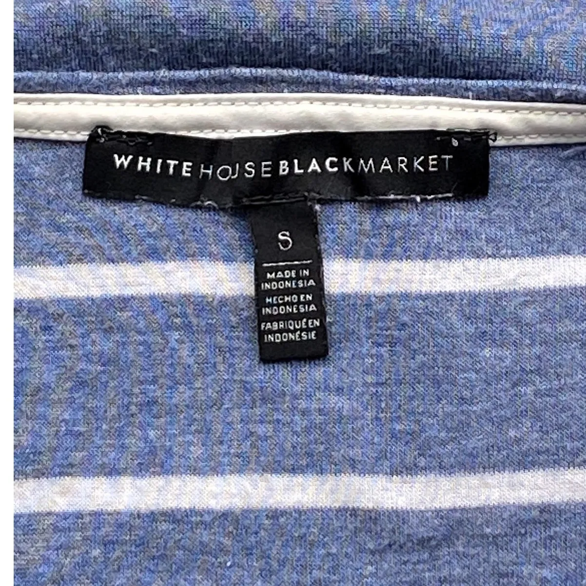 WHITE HOUSE BLACK MARKET Casual Blue & White Stripe Tunic Top ~ Women's SMALL - Image 4