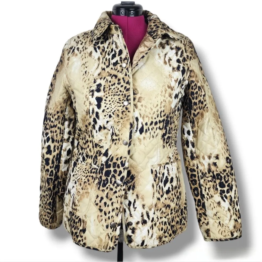 Dana Buchman Quilted Jacket Animal Print Leopard Lightweight Blazer Size M - Image 16