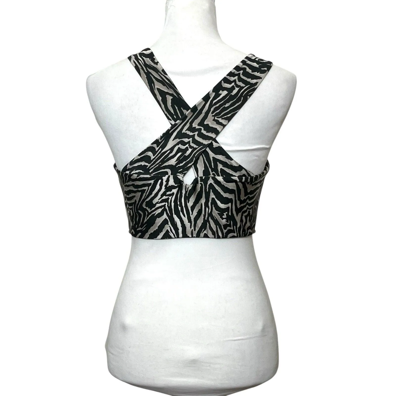 Emily Hsu Zebra Crop Top & Leggings Set Women’s Size S/XS Animal Print Outfit Gray - Image 4
