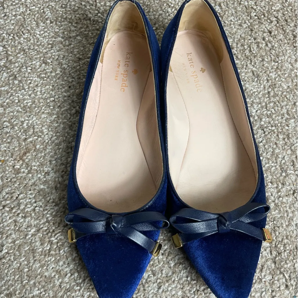 Kate Spade Blue Velvet  Emma Pointed Toe Ballet Flats  size 6 M - Image 2