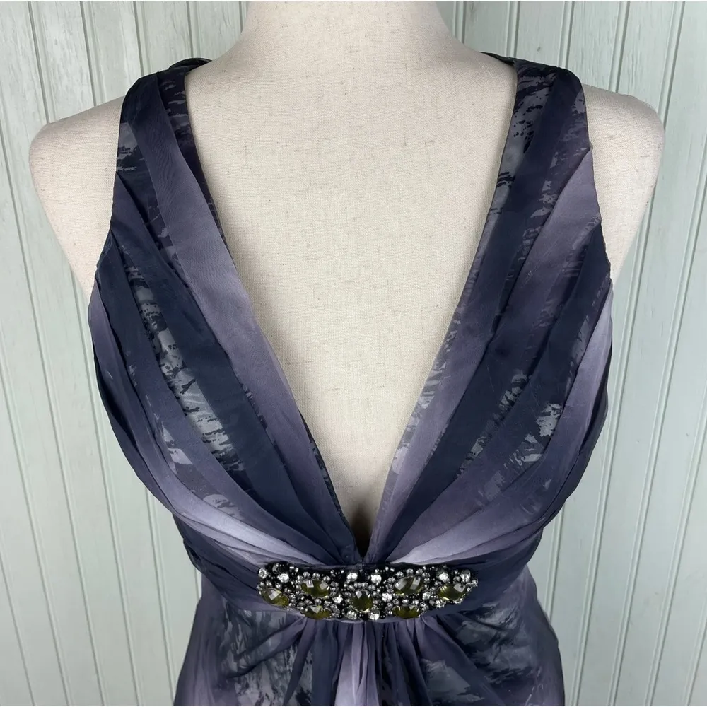 Vintage 90s Y2K Cache Maxi Dress Gown Criss Cross Open Back Jewel Accent Size 6 - Image 7