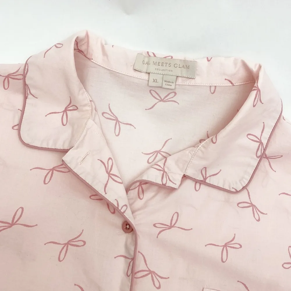 Gal Meets Glam Nightshirt Pajamas Cotton Blush Bow Pink - Image 8