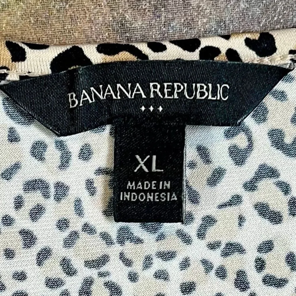 Banana Republic Animal Print Belted Fit and Flare Long Sleeve Dress XL - Image 8