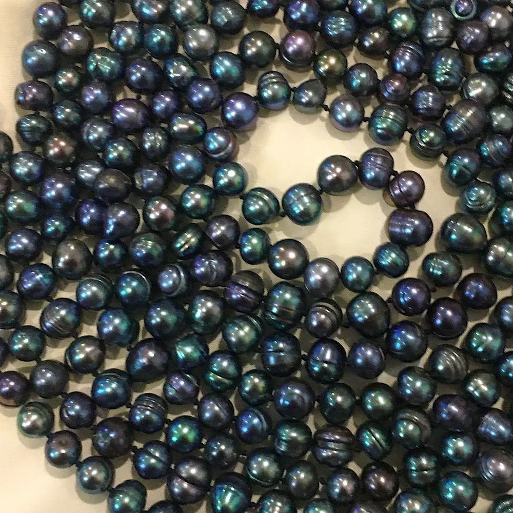 Vintage Peacock Pearls Necklace Endless Strand 99 inches Long - Image 9