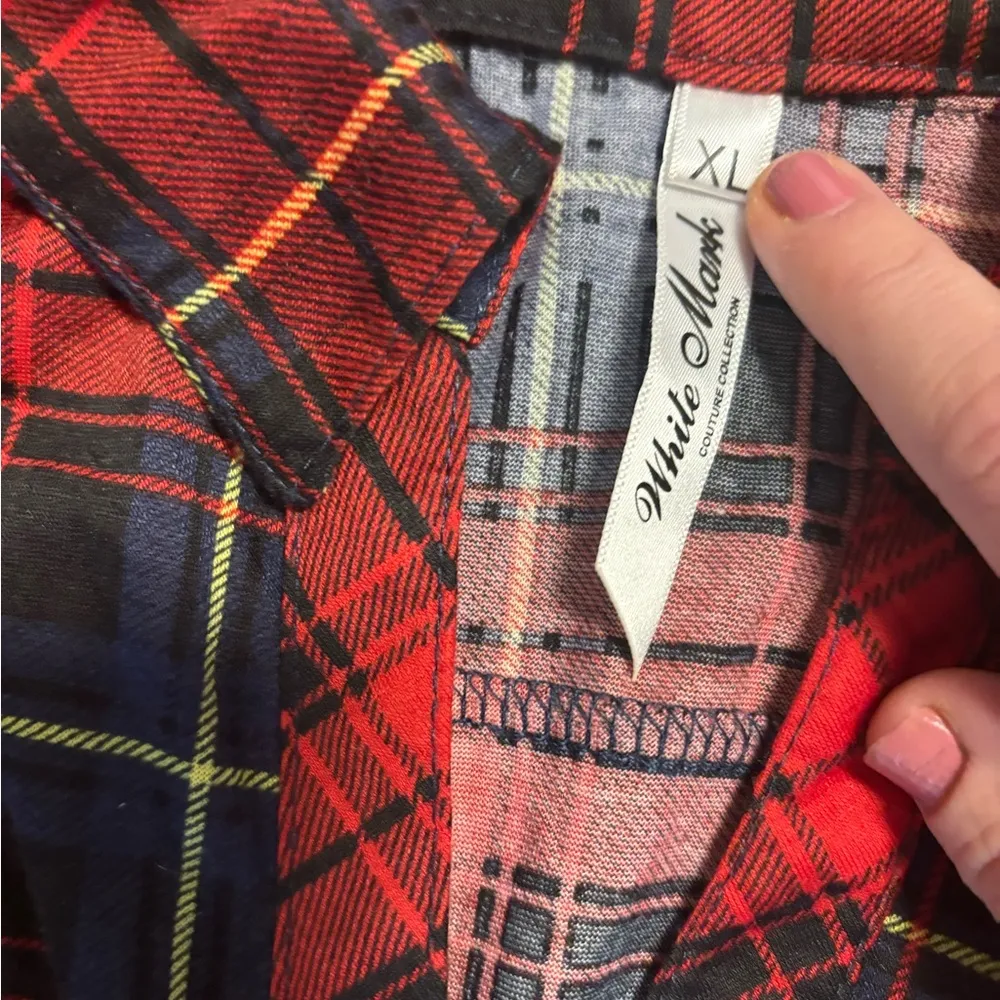 White Mark XL NWOT Plaid Shirt Dress pit to pit 21 length 36 Black - Image 3