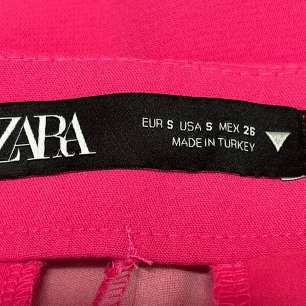 Zara Pink Side Zip High Waisted Faux Wrap Mini Casual Shorts Skirt Skort Size S - Image 4