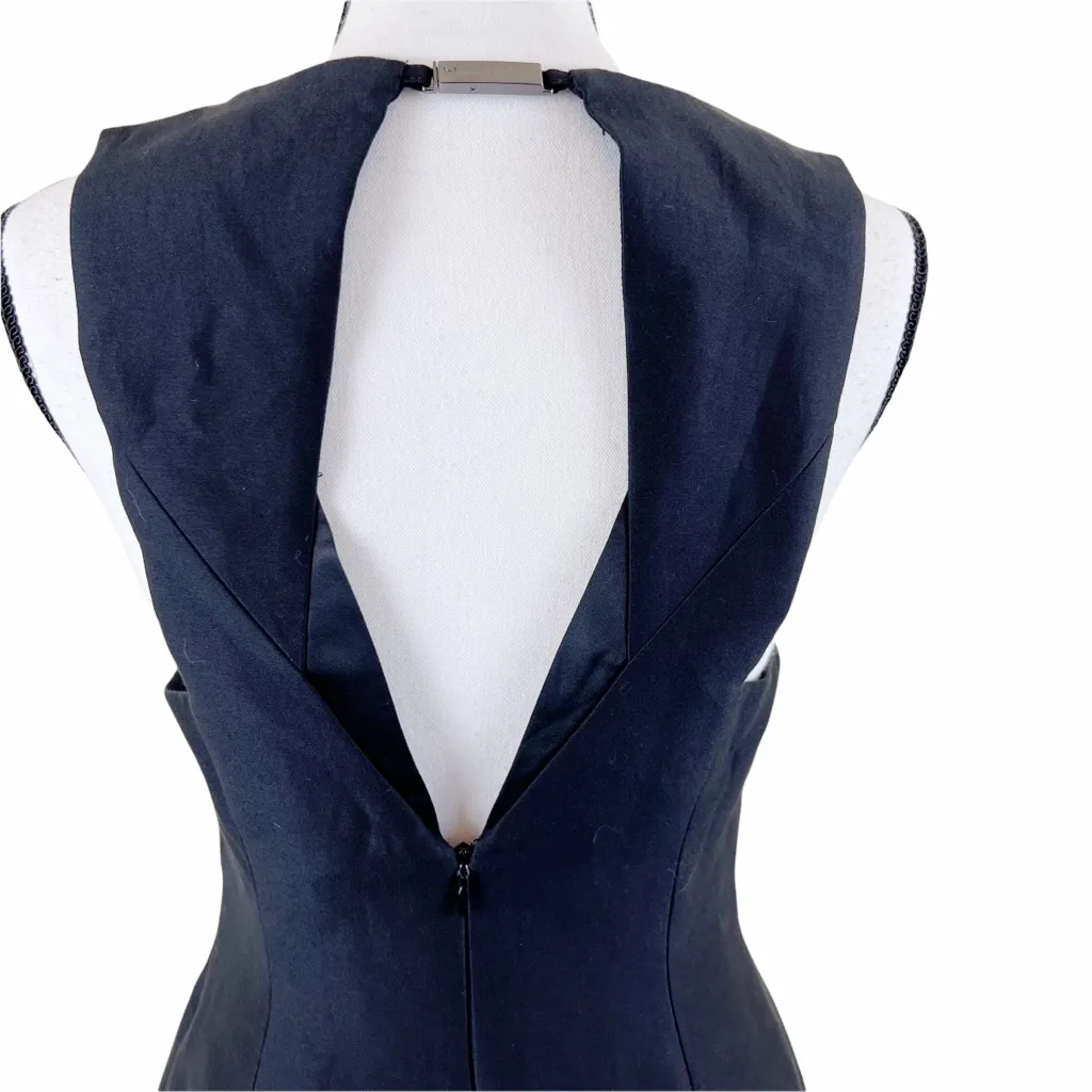 Halston Women’s Size 6 Black Silk Fit & Flare V-Neck Back Cutout Dress NWT - Image 4