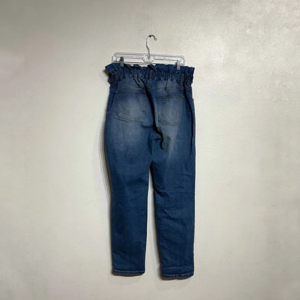 Almost Famous Blue Paperbag Jeans Sz L - Image 6
