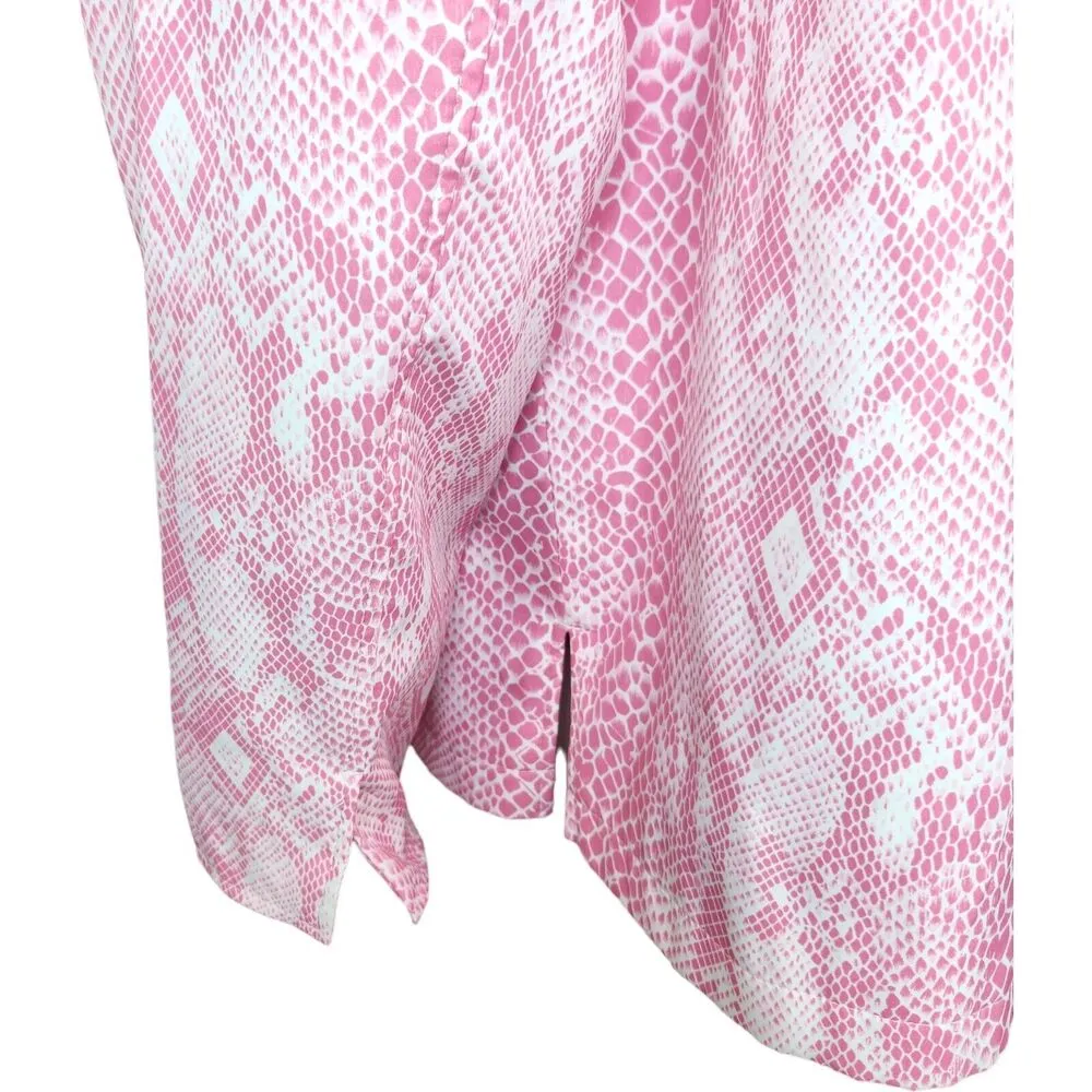 Dennis By Dennis Basso Pink Snakeskin Full Zip Rainjacket Long Sleeve Small NWT - Image 8