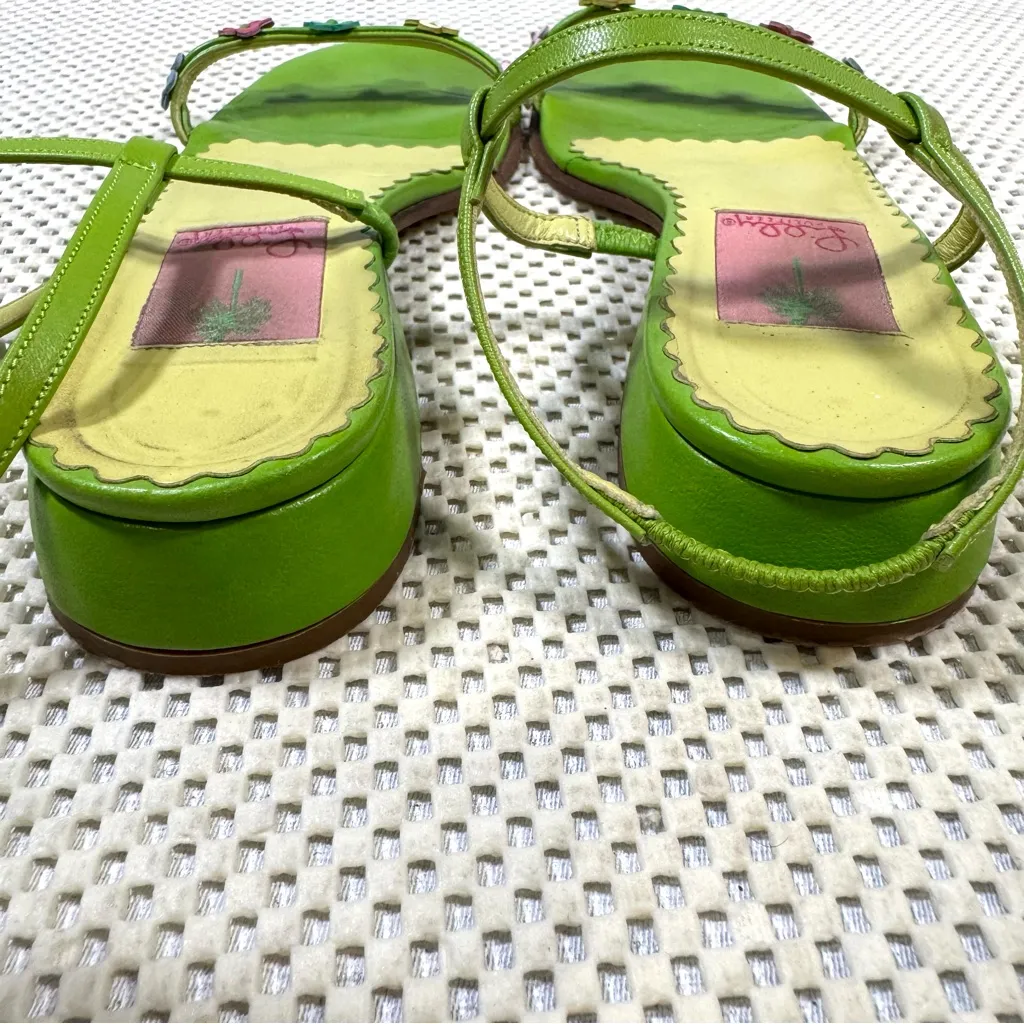 Lilly Pulitzer Punch Lime Lea Strappy Flower Flat Sling Sandal Size 7 - Image 7