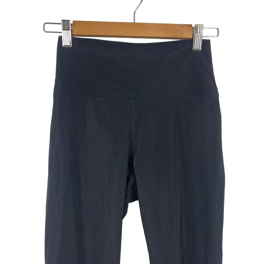 Beach Riot Lauren Black Ribbed High Rise Legging Size Medium Mesh Stretch Yoga - Image 3