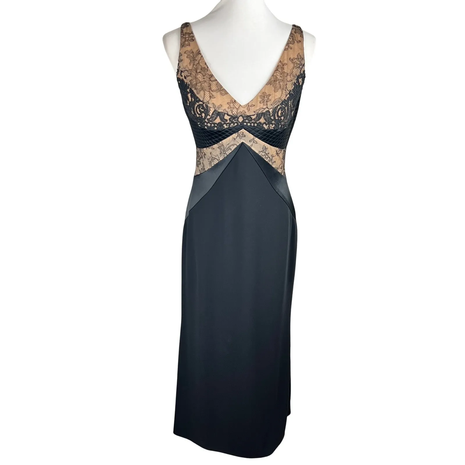 Badgley Mischka Black Lace Gown Formal Evening Dress Sleeveless USA Made - Image 2