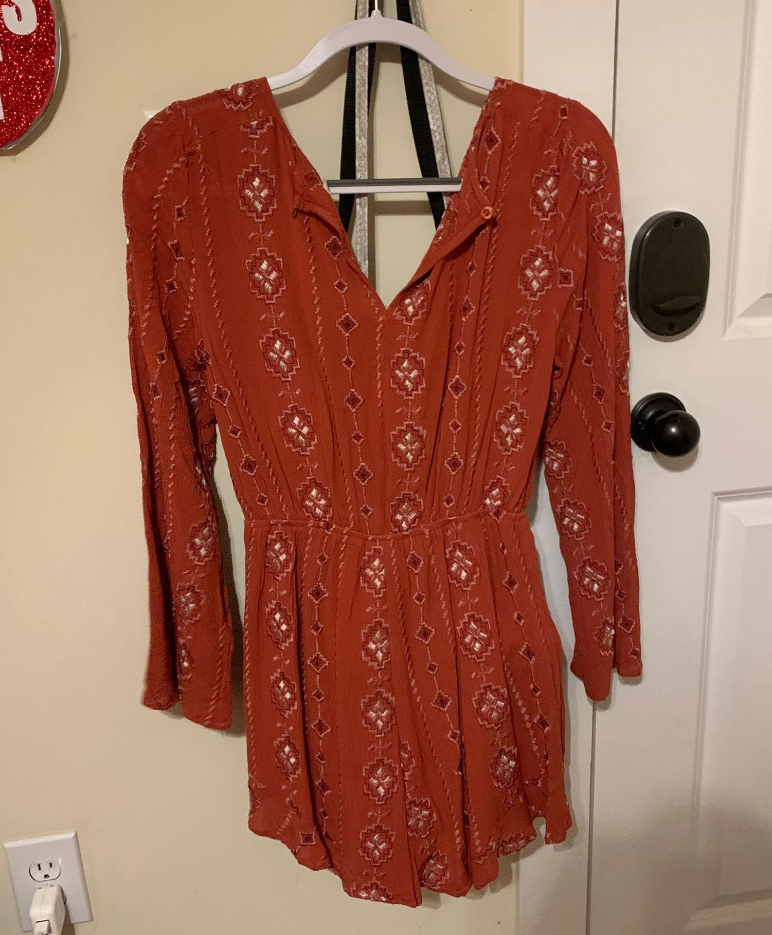 Francesca’s Miami Cinnamon Bell Sleeve Romper - Image 5