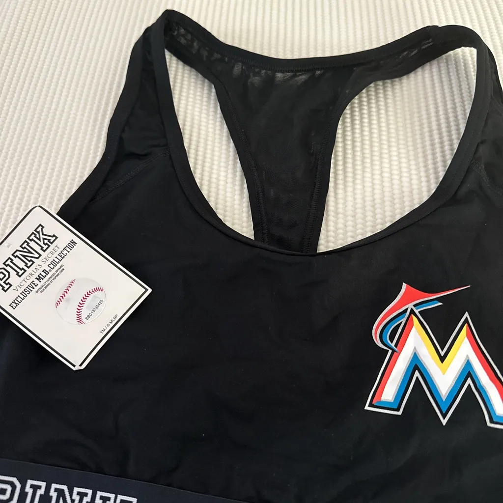 Victoria's Secret PINK Exclusive MLB Collection Black Sports Bra - Image 2