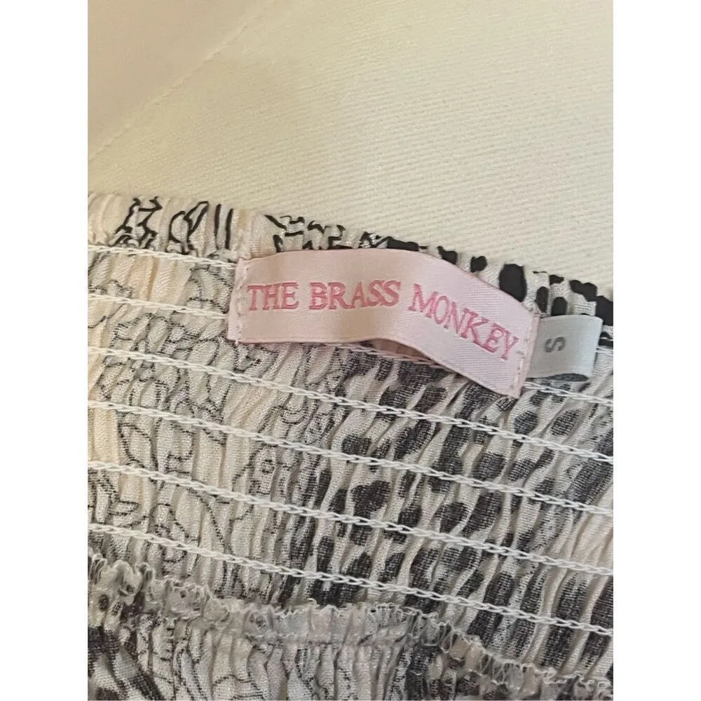 Brass Monkey Boutique Mixed Animal Print Tiered Ruffle Maxi Dress S White - Image 6