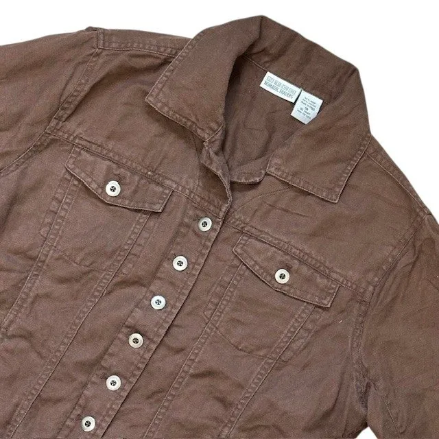Nomadic‎ Traders Brown Button Down Jacket With Decorative Cuffs and Pockets Sz M Size M - Image 3