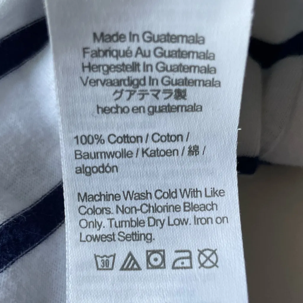 J Crew Preppy Coastal Nautical Striped Navy & White TShirt Dress Coral Sleeves - Image 8