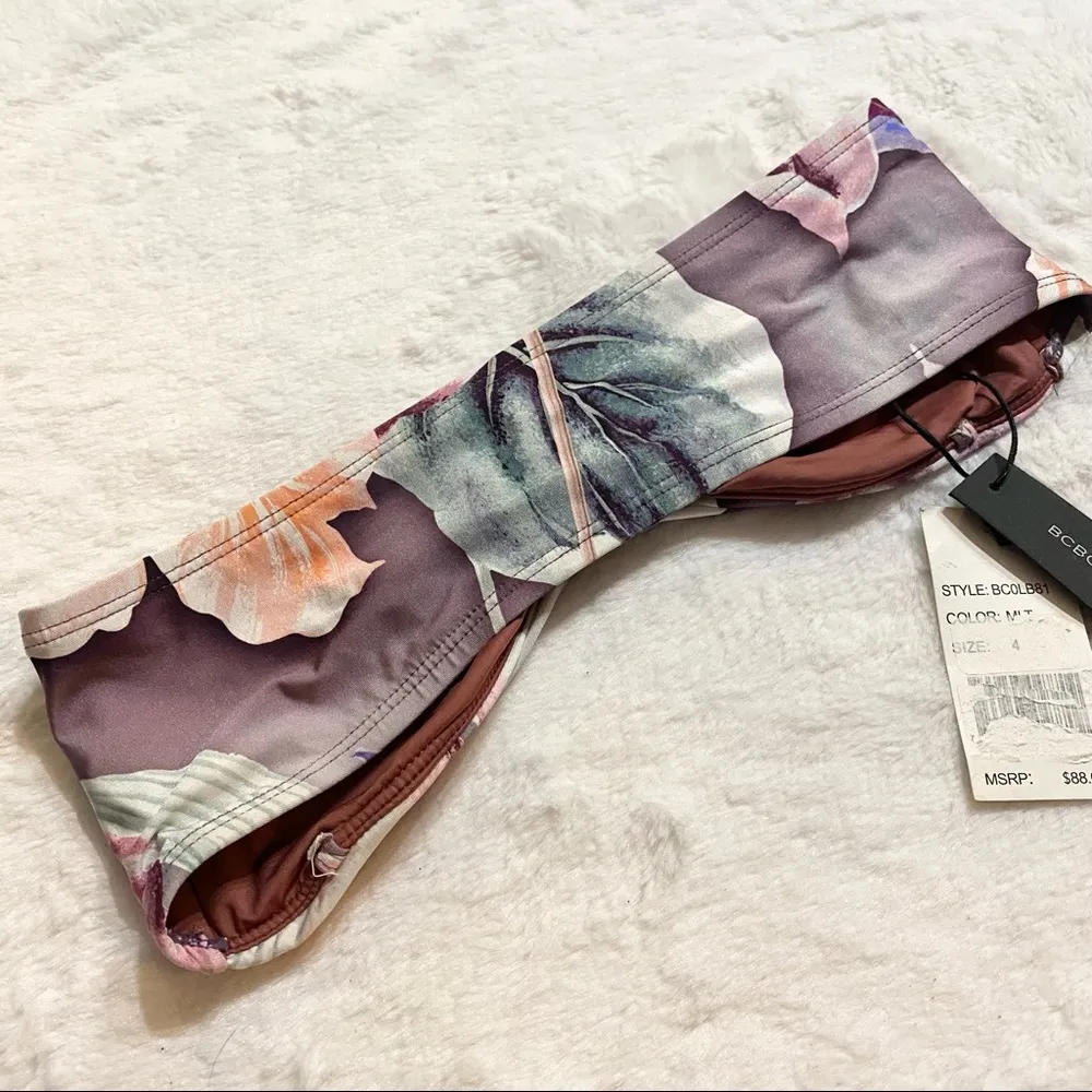 NWT BCBGMAXAZRIA VIntage Romance Bandeau Bikini Top Size 4 Small Lavender - Image 8