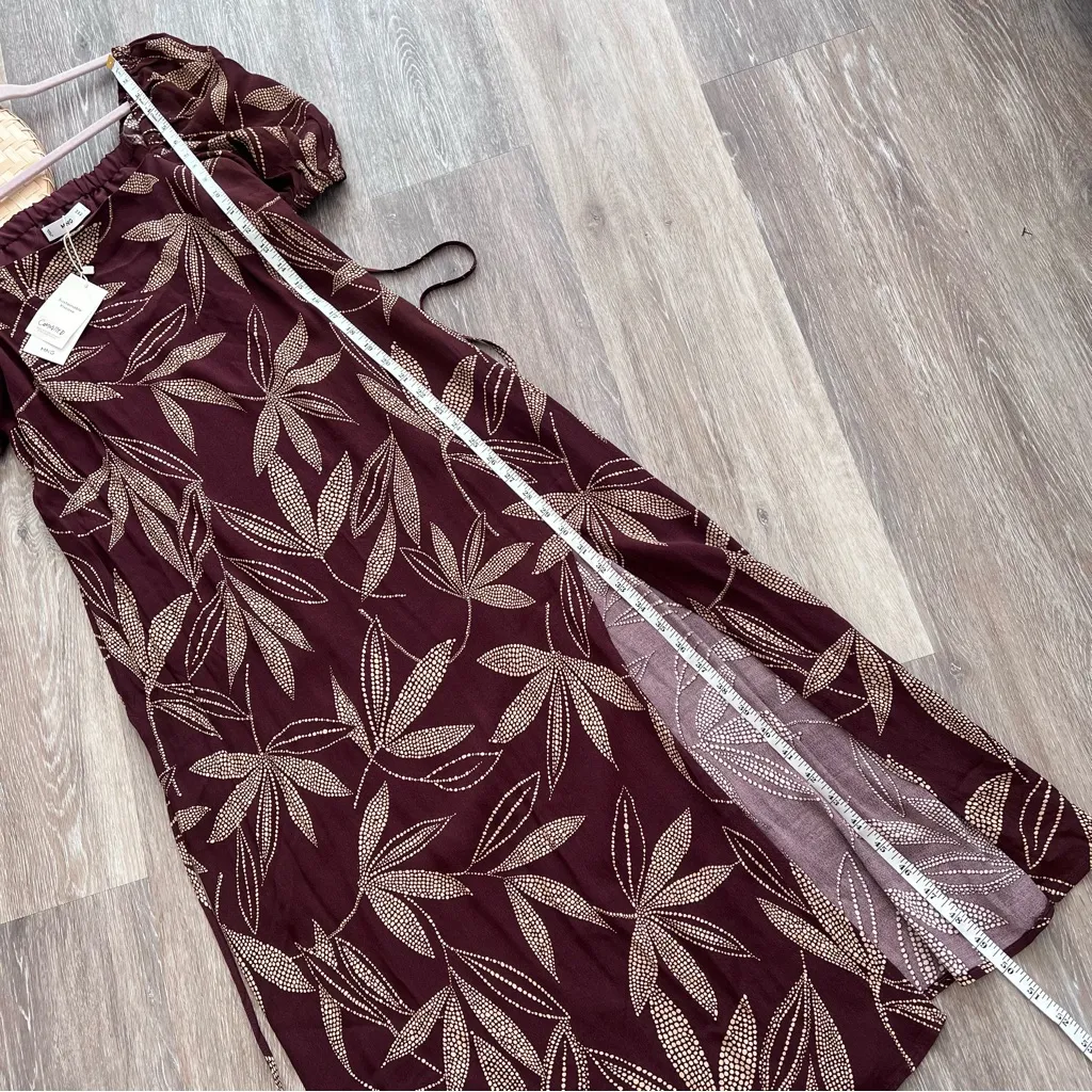 NWT mango leaf print midi dress square neck - Image 6