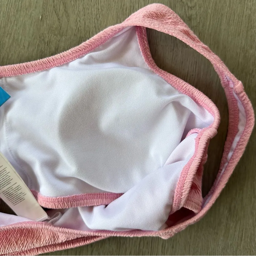 Cupshe Pink Wide Strap Bralette Bikini Top Women’s Small NEW Scoop Neck Textured - Image 4