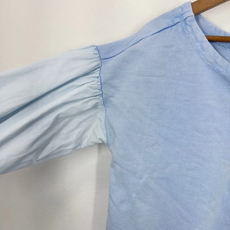 Pilcro Light Blue Cotton Blend Long Sleeve Ruffle Cuff Sweatshirt Top Women's M - Image 8