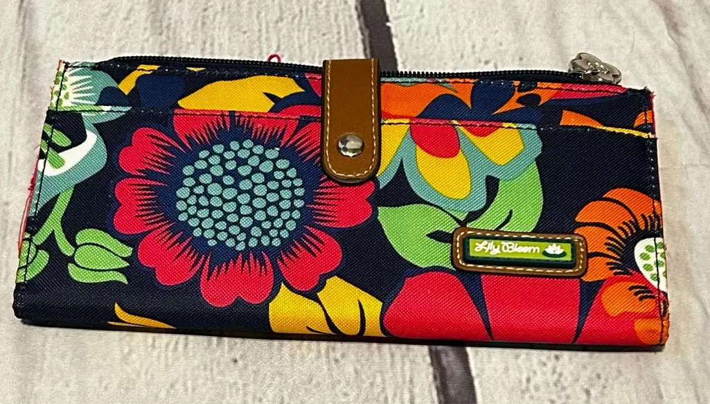 Lily Bloom Multicolor Floral Wallet with Faux Leather Strap Closure - Image 1