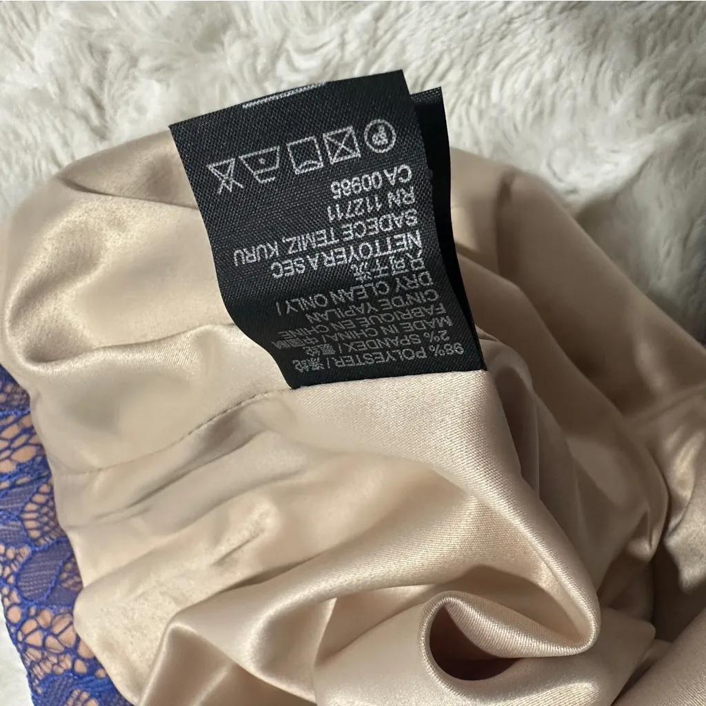 JAYGODFREY Size 4 Blue Lace Sheath Dress Delicate Lace city Wedding Party Club - Image 8