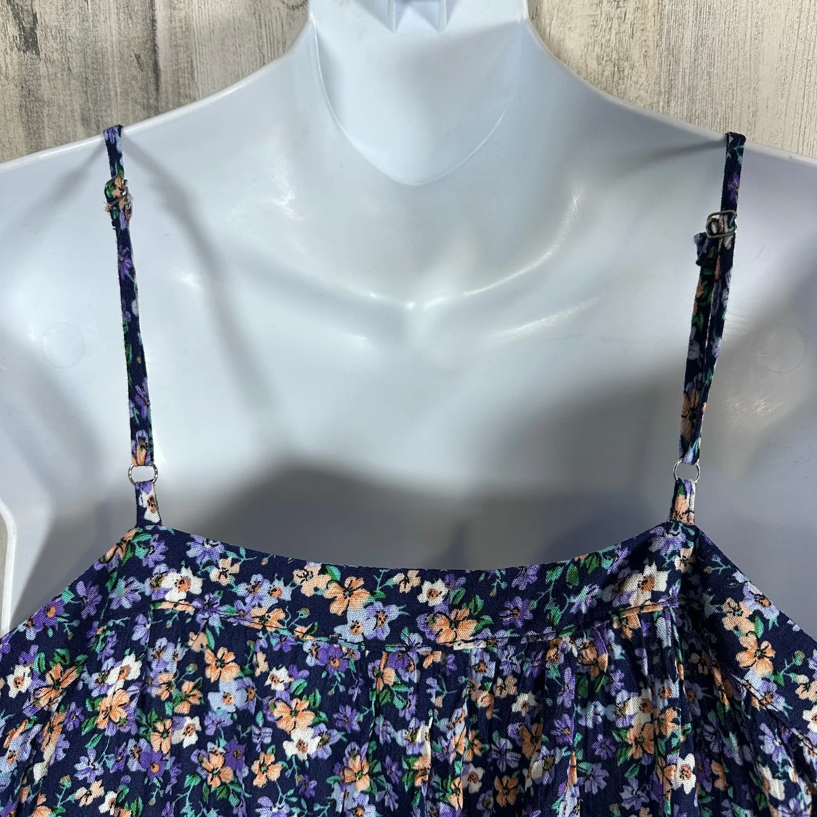 Easel Navy Floral Mini Dress – Size Small – Y2K Flowy Boho Festival Style - Image 7