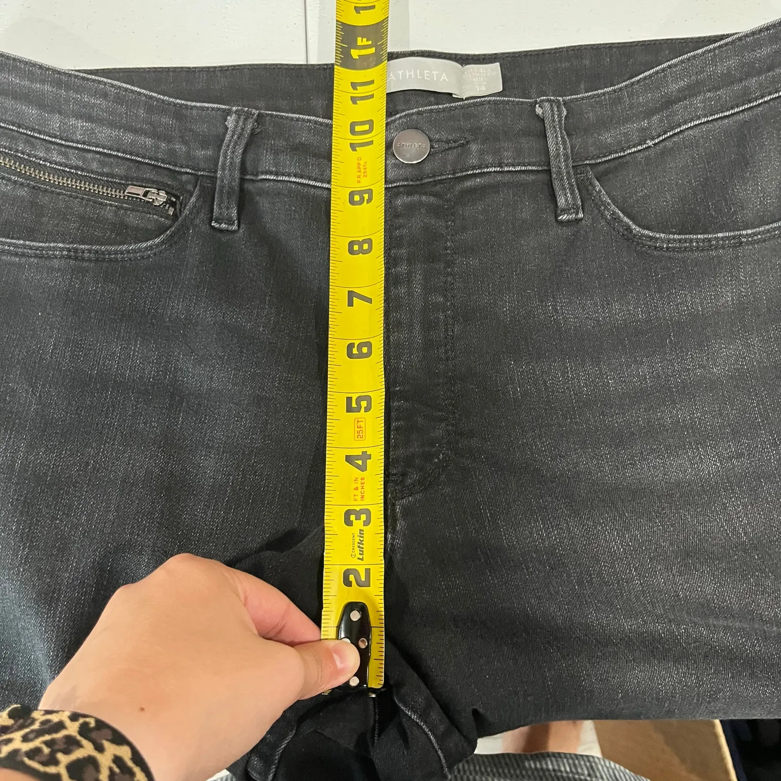 Athleta Sculptek Ultra Skinny Zip Jean Carbon Wash Black Womens Size 14 - Image 9