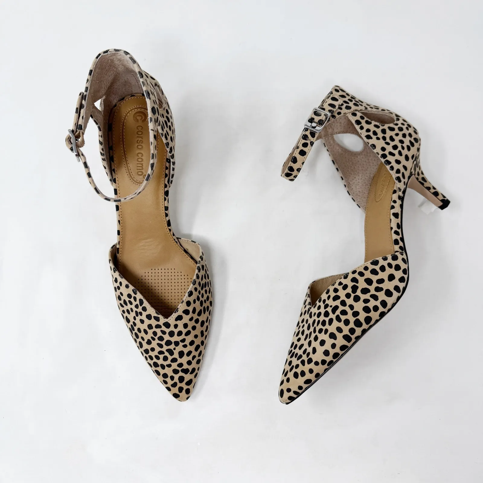 Corso Como [] Devorah Suede Leopard Print Cutout Pointed Toe Kitten Heel Size 10M - Image 3